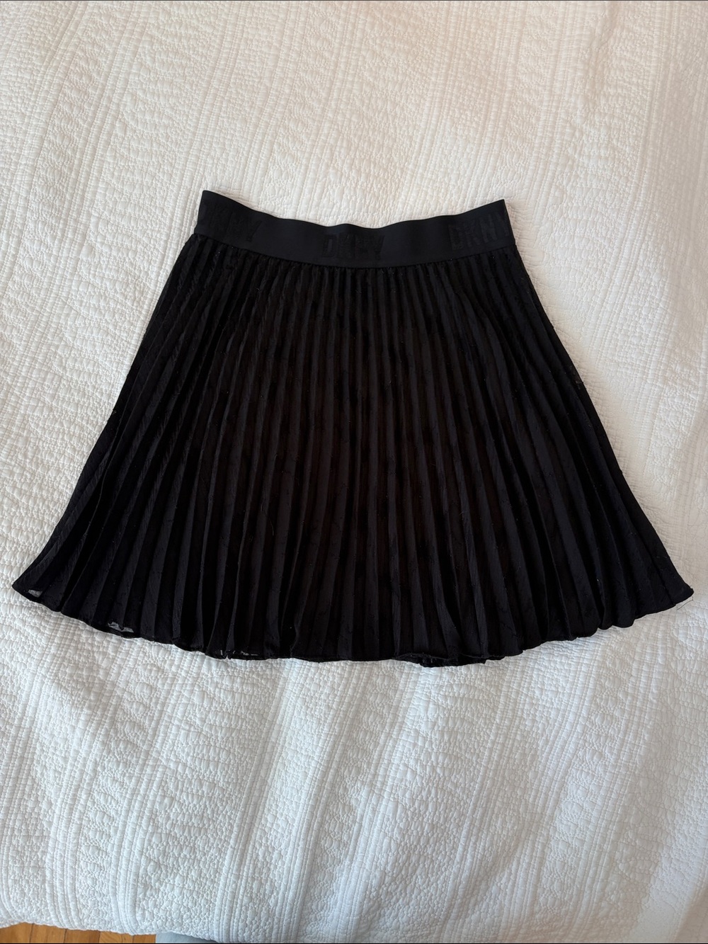 DKNY Black Pleated A-Line Skirt